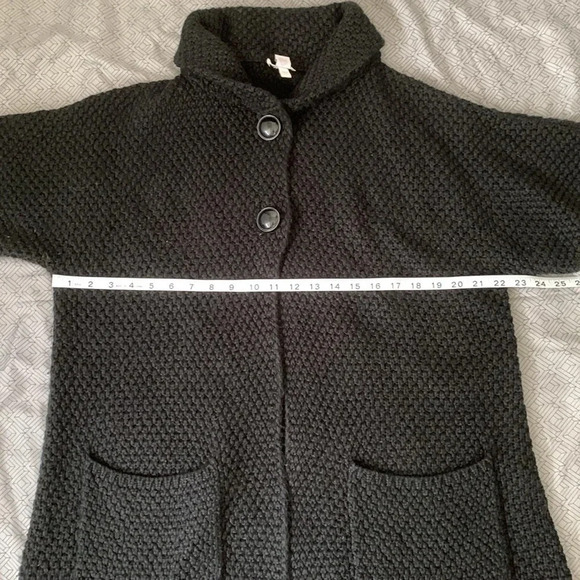 Chico’s Wool Blend Knit heavy Cardigan Shrug Sweater Short Sleeve size 2 Black - Picture 7 of 8